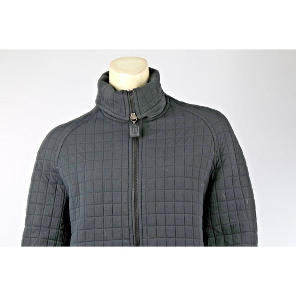 Vintage FENDI Jeans Roma Amor Black Quilted Zip Midi Jacket Size 42 - Picture 13 of 16